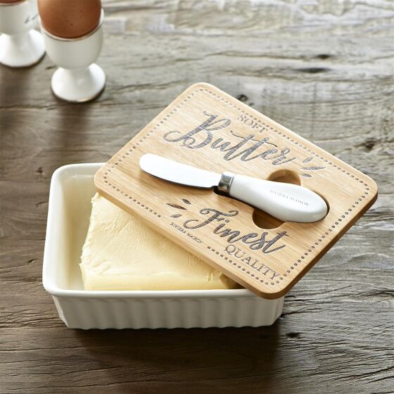 Finest Quality Butter Dish, Butterschale mit Messer