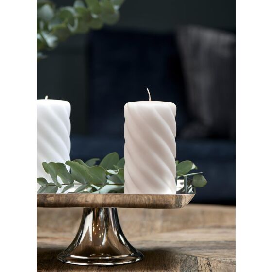 Twisted Pillar Candle rose 8x15, Stumpenkerze taupe