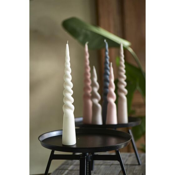 Twisted Cone Candle off-white H35, Stabkerze