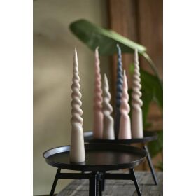 Twisted Cone Candle Flax H35, Stabkerze