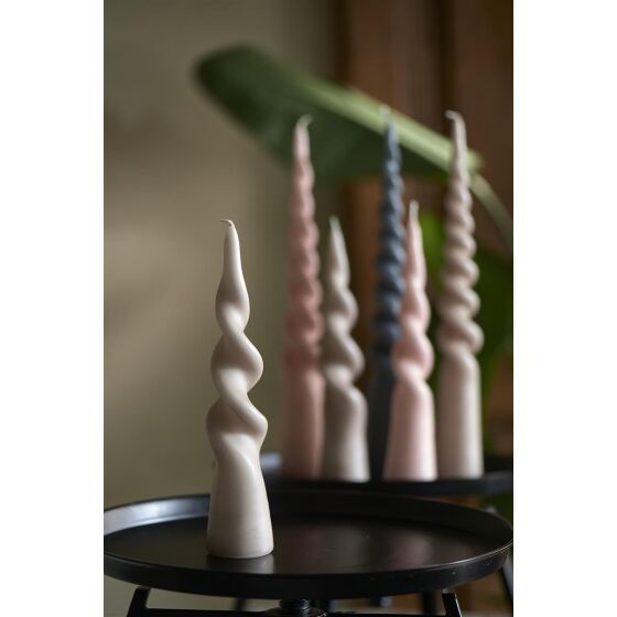 Twisted Cone Candle Flax H25, Stabkerze