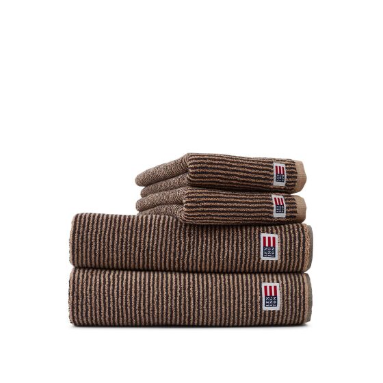 Original Towel Tan/dkgrey Striped 30x50cm