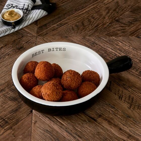 Best Bites Party Bowl, Servierschale in Pfannenform, schwarz-weiss