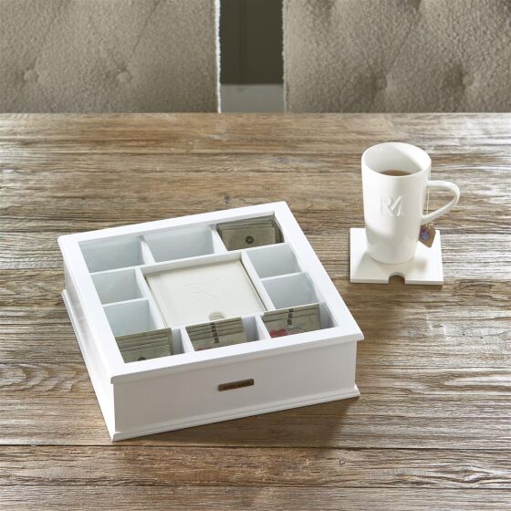 RM Tea Box with Monogram Coasters 6 pieces