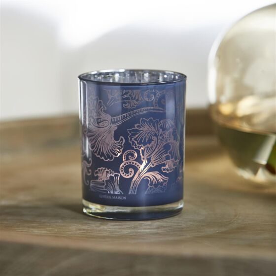 Amalfi Votive M, Wilndlichtglas blau, innen silber verpiegelt