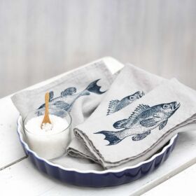 Serviette Leinen natur - Barsch, anthrazit