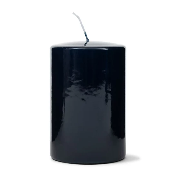 Glossy Pillar Candle Stumpenkerze 8x12cm, dunkelblau-glanz