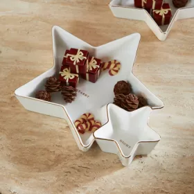 Sternen Doppelschale weiss-gold