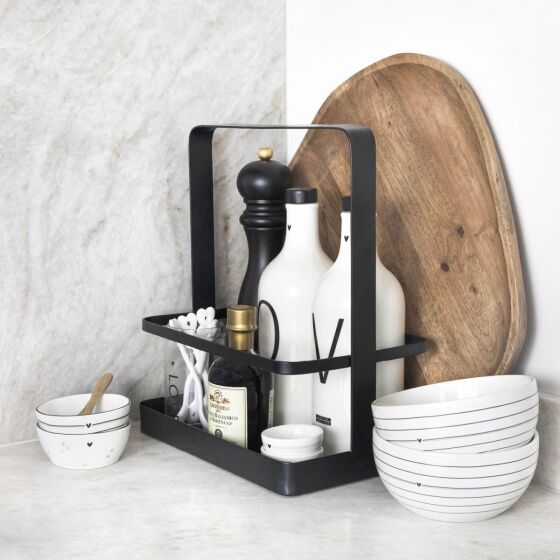 Etagere Metall, 2-lagig, schwarz