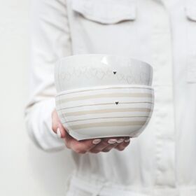 Ker.Schälchen weiss-natur gestreift D14,5xH7cm