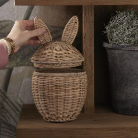 Rustic Rattan Hasenkorb mit Deckel
