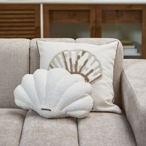 Shell Box Pillow, Kissen in Muschelform, Muschelkissen weiss