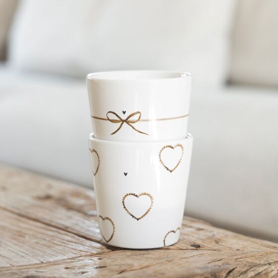 Keramikbecher Cup White/Hearts allround 9x9x7.5cm