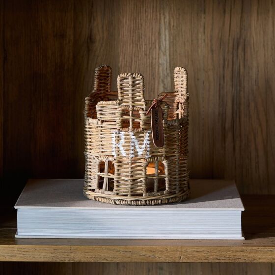 Rustic Rattan House Windlicht in Hausform
