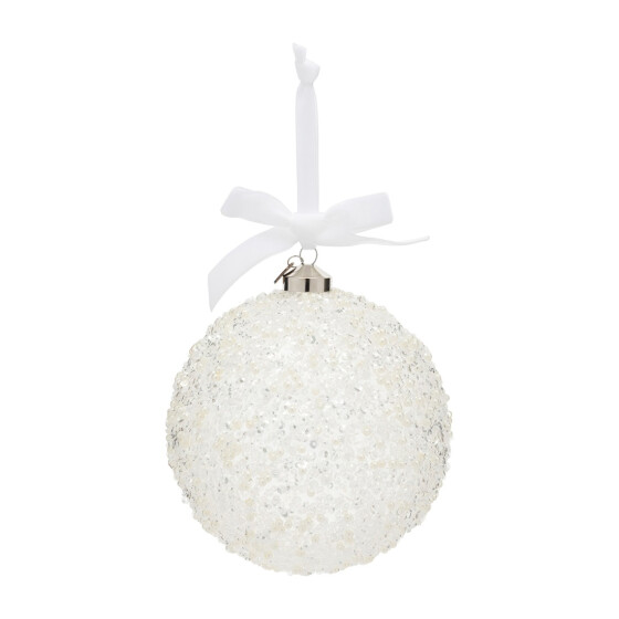 Bright Sparkle Ornament D14cm, Glaskugel Schnee und Eis
