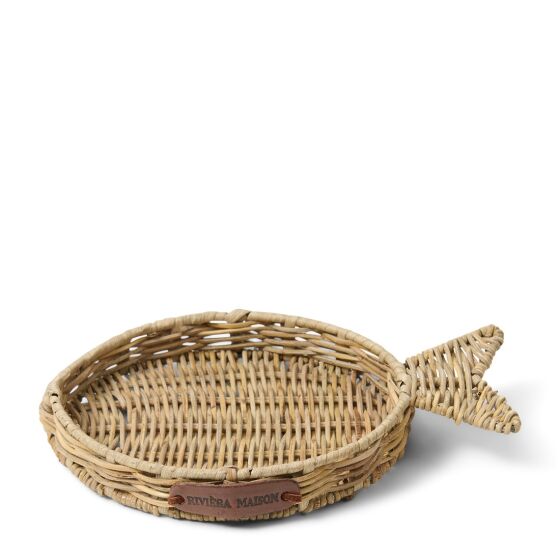 Rustic Rattan Tray Tablett in Fischform