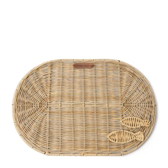 Rustic Rattan Platzset oval mit Fischdekoration