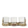 Rustic Rattan Triple Votive, Windlichtreihe