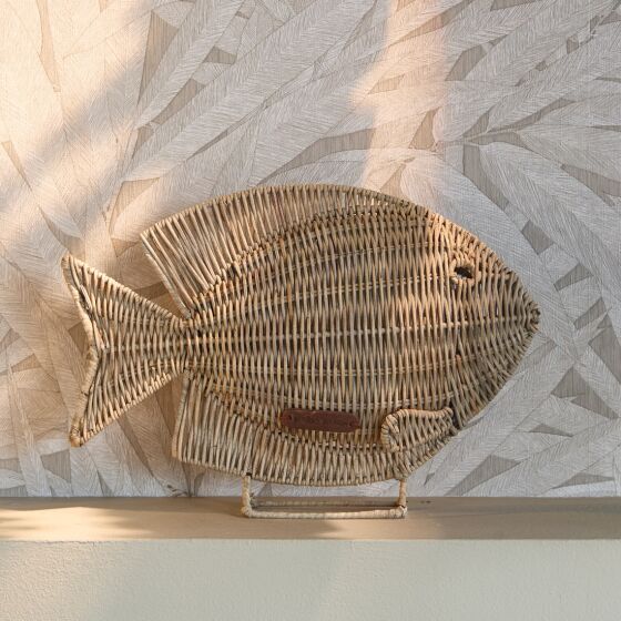 Rustic Rattan Isola Fish Statue, Dekofisch zum Stellen